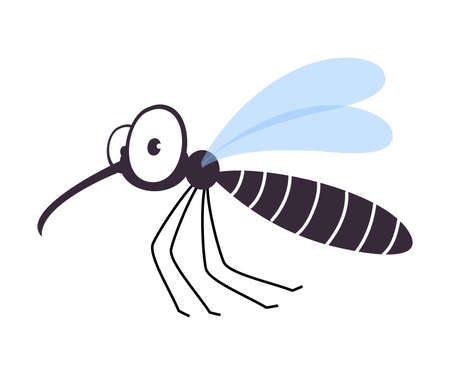 Cute Funny Mosquito Insect, Lovely Colorful Creature Cartoon Vector Illustrationのイラスト素材