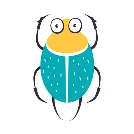 Cute Cricket Insect, Funny Colorful Creature Cartoon Vector Illustrationのイラスト素材