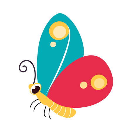 Cute Butterfly Insect, Lovely Colorful Creature Cartoon Vector Illustrationのイラスト素材