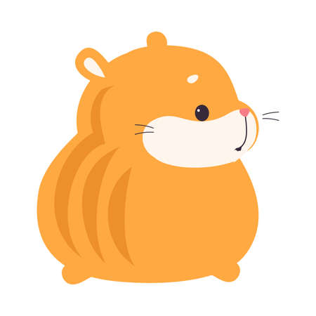 Back View of Cute Hamster, Adorable Funny Red Pet Animal Character Cartoon Vector Illustrationのイラスト素材