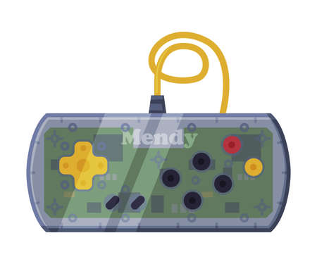 Video Game Controller, Joystick of Modern Game Console, Video Game Players Accessory Device Cartoon...