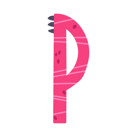 Dino Alphabet Capital Ornamental Letter P Vector Illustrationのイラスト素材