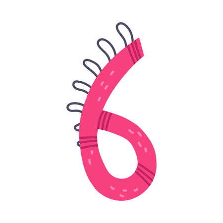 Dinosaur Number or Numeral Six with Spikes Isolated on White Background Vector Illustrationのイラスト素材