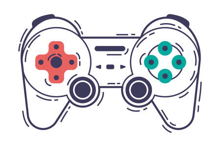 Video Game Controller, Video Game Player Modern Device Hand Drawn Vector Illustration