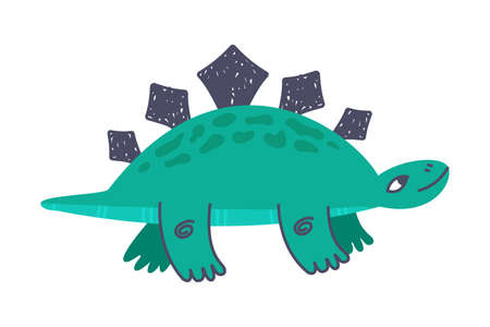 Funny Spiked Dinosaur as Cute Prehistoric Creature and Comic Jurassic Predator Vector Illustrationのイラスト素材