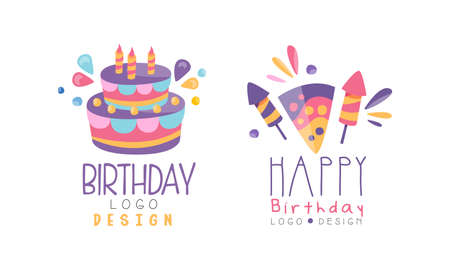 Birthday  Templates Set, Holiday Celebration Hand Drawn Badges, Banner, Poster, Card, T-shirt Design...