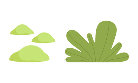 Simple Green Flora and Botany as Landscape and Environment Element Vector Setのイラスト素材