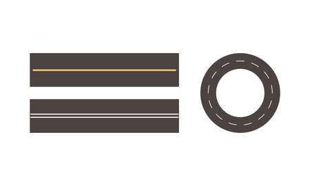 Shaped Road as Wide Way Surface for Vehicle Vector Setのイラスト素材