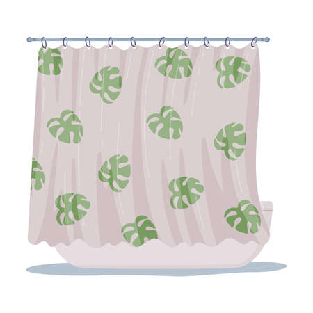 Bathtub Shower Curtain as Home Amenity for Holding Water for Bathing Vector Illustrationのイラスト素材