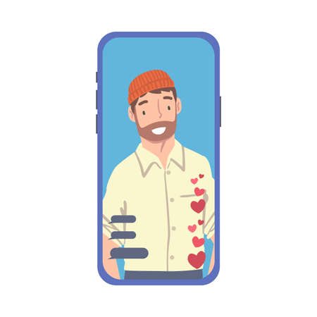 Man Influencer as Social Media User with Numerous Audience and Subscribers Following Him Vector Illustrationのイラスト素材