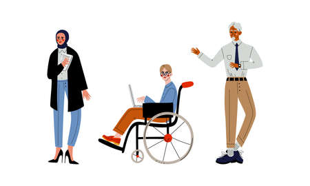 Business People and Entrepreneur Character or Office Worker of Various Ethnicity and Age Vector Setのイラスト素材