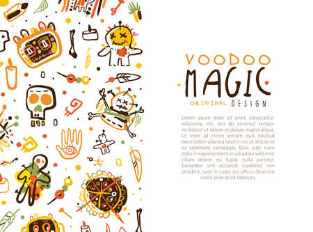 Voodoo Hand Drawn Design as African Religion and Magic Vector Templateのイラスト素材