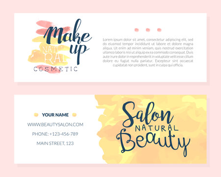 Beauty and Cosmetic Salon for Skin and Body Care Watercolor Vector Templateのイラスト素材