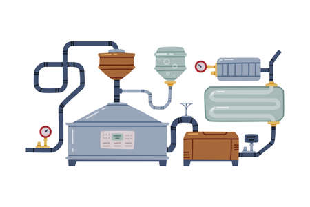 Whiskey Drink Process in Metal Reservoir with Pipe Vector Illustrationのイラスト素材