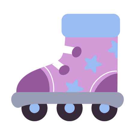 Purple Roller Skate with Wheels as Kids Shoes for Rolling Along Vector Illustrationのイラスト素材