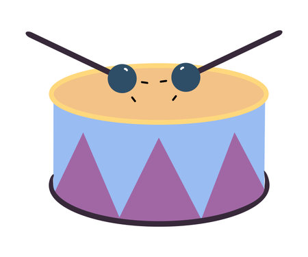 Drum with Sticks as Colorful Kids Toy Vector Illustrationのイラスト素材