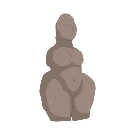 Stone Figure as Archeology and Paleontology Ancient Artifact and Remain Vector Illustrationのイラスト素材