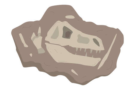 Dinosaur Skeleton in Soil as Archeology and Paleontology Ancient Artifact and Remain Vector Illustrationのイラスト素材