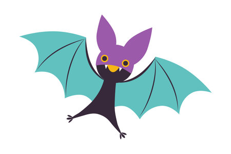 Flying Bat Animal Superhero Dressed in Mask Vector Illustrationのイラスト素材