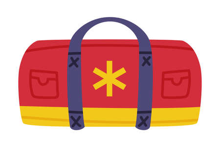 Red and Yellow Emergency and Rescue Medical Bag Vector Illustrationのイラスト素材