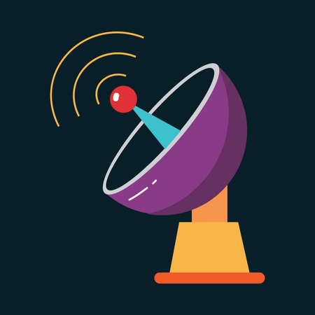 Space Adventure with Sputnik or Satellite Exploring Galaxy Vector Illustrationのイラスト素材