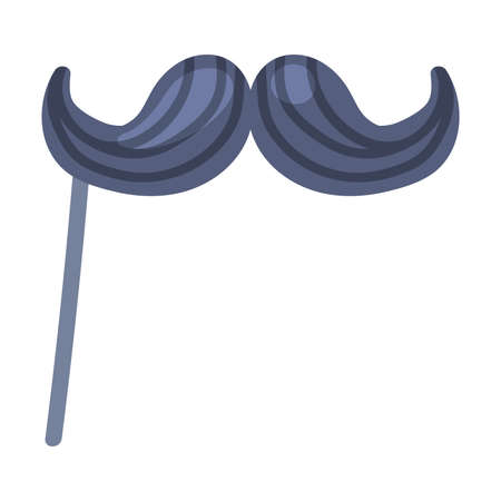 Pole or Stick with Moustache as Party Birthday Photo Booth Prop Vector Illustrationのイラスト素材