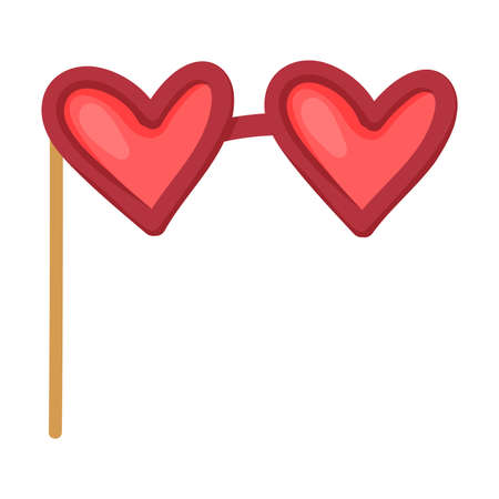 Pole or Stick with Heart Shaped Glasses as Party Birthday Photo Booth Prop Vector Illustrationのイラスト素材