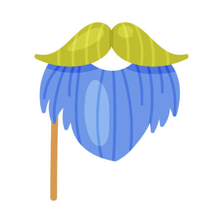 Colorful Beard and Moustache as Party Birthday Photo Booth Prop Vector Illustrationのイラスト素材