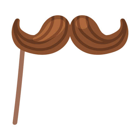 Pole or Stick with Brown Moustache as Party Birthday Photo Booth Prop Vector Illustrationのイラスト素材