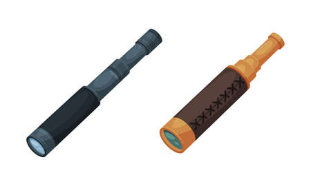 Monocular as Modified Refracting Telescope for Viewing Distant Object Vector Setのイラスト素材