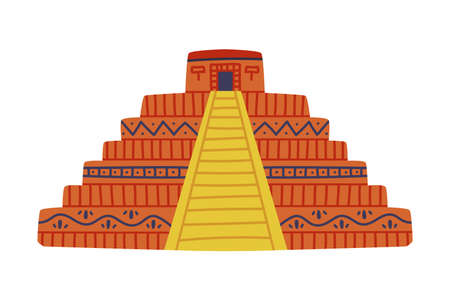 Mesoamerican Step Pyramid Structure as Mexican Symbol Vector Illustrationのイラスト素材