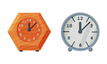 Clock with Clock Face and Clockwork Mechanism Displaying Time Vector Setのイラスト素材