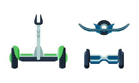 Self-balancing Scooter or Hoverboard as Eco City Transport and Urban Vehicle Vector Set