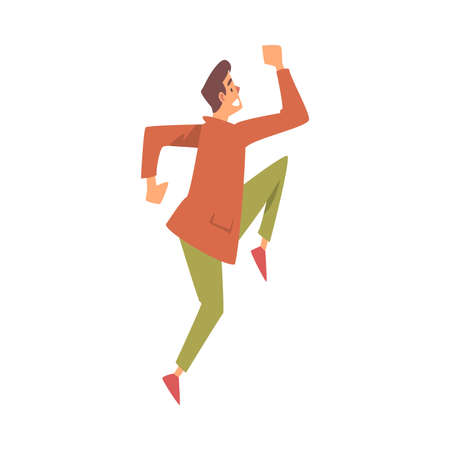 Leadership with Man Character Running Forward Pursuing Goal Vector Illustrationのイラスト素材