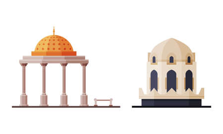 Oman Muscat City Historical Building and Landmarks Vector Setのイラスト素材