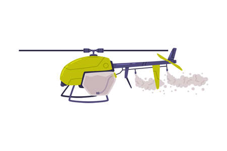 Agricultural Helicopter or Rotorcraft with Propeller for Aerial Application of Pesticides Vector...