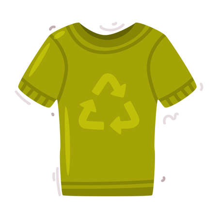 Care About Planet with Green Sweatshirt and Recycle Symbol as Ecology and Environment Protection Vector Illustrationのイラスト素材