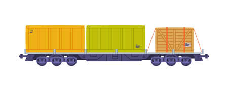 Rail Freight Transport as Cargo Delivery Logistics Service Vector Illustrationのイラスト素材