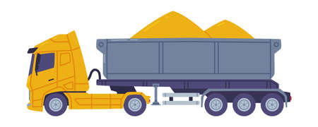 Dump Truck as Freight Delivery Logistics Service Vector Illustrationのイラスト素材