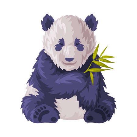 Sitting Panda Bear as Traditional Cultural Chinese Symbol Vector Illustrationのイラスト素材