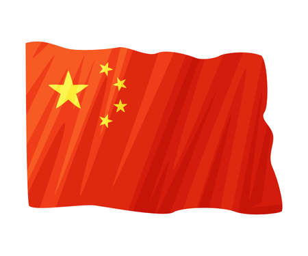 Red China Flag with Yellow Stars as Traditional Cultural Chinese Symbol Vector Illustrationのイラスト素材