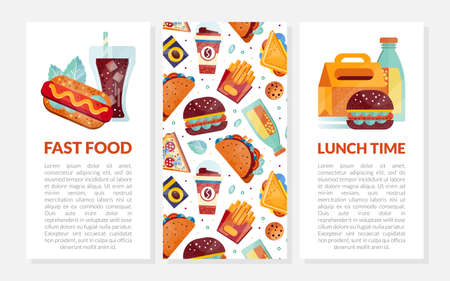 Fresh Fast Food and Drink Banner Vector Templateのイラスト素材