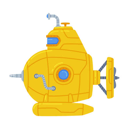 Yellow Submarine Watercraft Swimming Underwater Vector Illustrationのイラスト素材