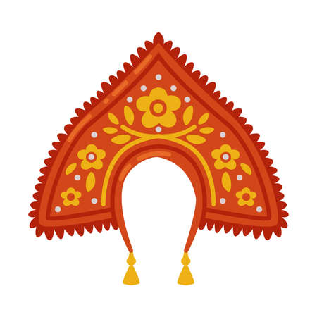 Kokoshnik as Traditional Russian Headdress Worn by Woman Vector Illustrationのイラスト素材