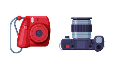 Camera for Making Photo and Filming as Travel and Tourism Symbol Vector Set