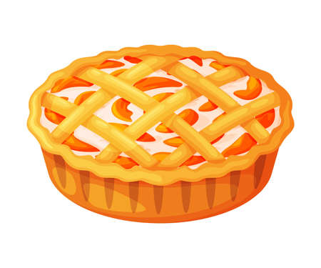 Baked Apricot Pie Made from Pastry Dough with Sweet Fruit Filling Vector Illustrationのイラスト素材