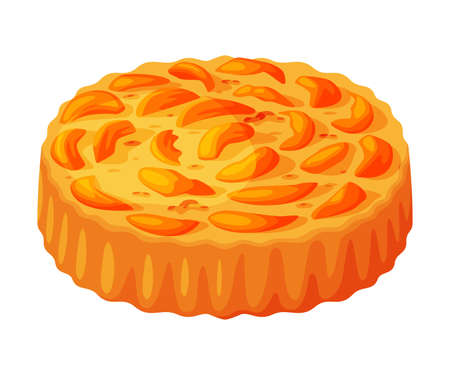 Baked Apricot Pie Made from Pastry Dough with Sweet Fruit Filling Vector Illustrationのイラスト素材