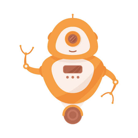 Modern Robot and Humanoid Bot with Smiling Face as Artificial Intelligence Vector Illustrationのイラスト素材