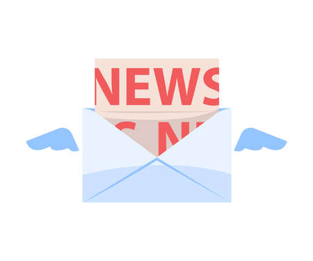 News Letter in Envelope Flying with Wings in Sky as Promotion and Marketing Vector Illustrationのイラスト素材