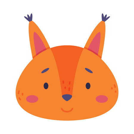 Head of baby squirrel cute animal. Nursery decoration, baby card or invitation design cartoon vector illustrationのイラスト素材